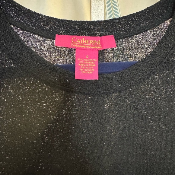Catherine Malandrino Black Long Sleeve Textured Round Neck Top SZ S - Picture 3 of 7